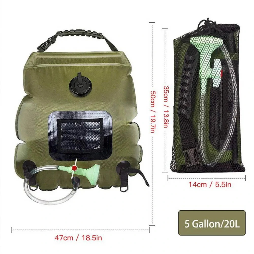 (image for) 20L Large Capacity Water Bags Outdoor Camping Shower Bag Solar Power Heating Portable Folding Hiking Climbing Bath Equipment