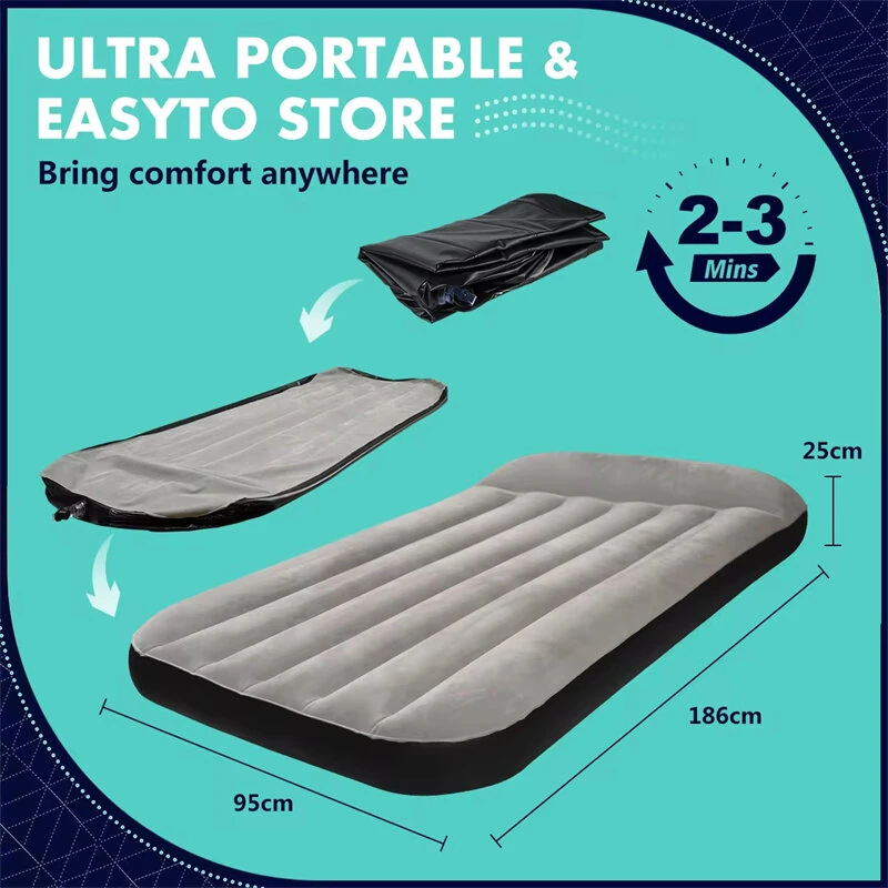 (image for) IPRee Air Cushion Inflatable Mattress Camping Air Cushion Bed With Built-In Pillow Foldable Storage Suitable For Home, Camping, SUV, Truck Tent