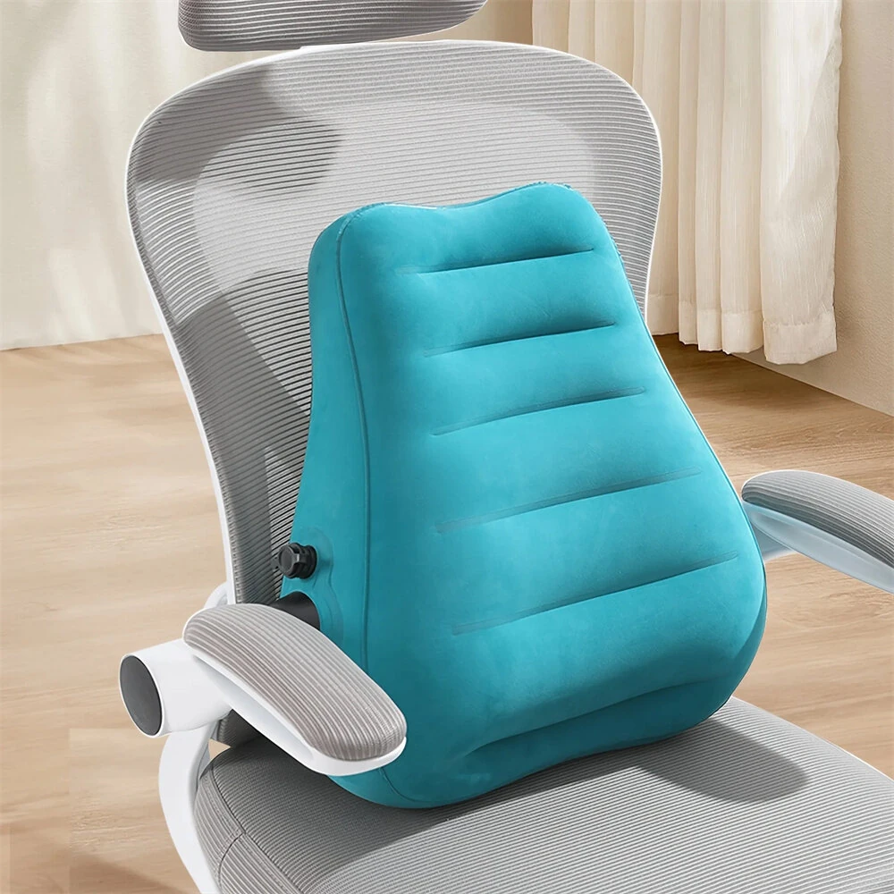 (image for) IPRee Ergonomic Inflatable Lumbar Support Pillow, Press Type Cushion, Enhances Back Comfort During Long-distance Flights Trains & Office Use